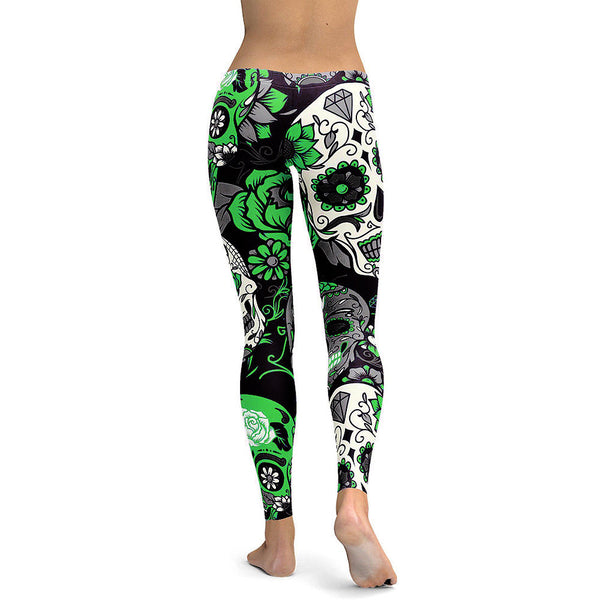 Skull Red Flowers Leggings Sexy Rose 3D Digital Printed Women Leggins Fitness Soft Slim Mujer Workout Pants | Vimost Shop.
