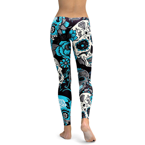 Skull Red Flowers Leggings Sexy Rose 3D Digital Printed Women Leggins Fitness Soft Slim Mujer Workout Pants | Vimost Shop.