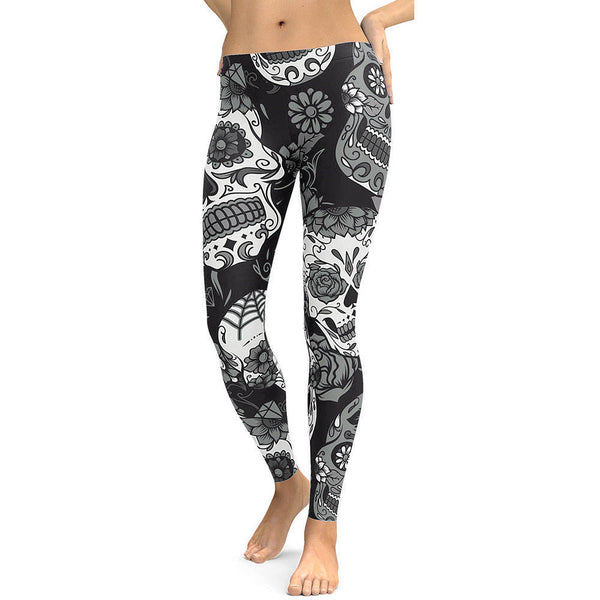 Skull Red Flowers Leggings Sexy Rose 3D Digital Printed Women Leggins Fitness Soft Slim Mujer Workout Pants | Vimost Shop.