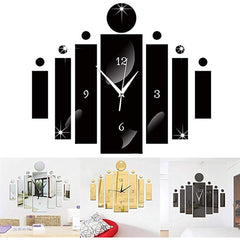 Luxury 3D Black Digital Mirror Silver Wall Clock Modern Design Home Decor Watch Wall Sticker For Home Decoration