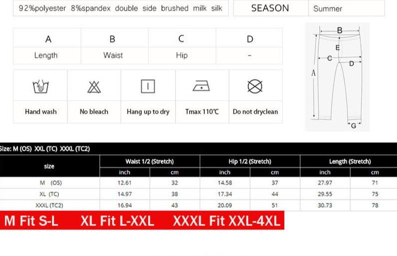 Women Capri Leggings Plus Size High Waist Elastic 220gsm Double Side Brushed Milk Silk  Pants Mid-Calf Trousers Fou Summer | Vimost Shop.