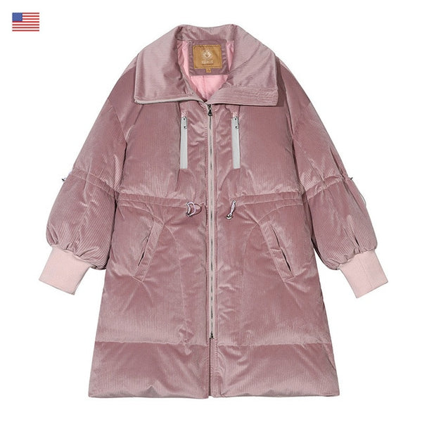 Local Delivery Solid Drawstring Pocket Zip Down Jacket Women Oversize Coat Autumn Casual Female Outwear | Vimost Shop.