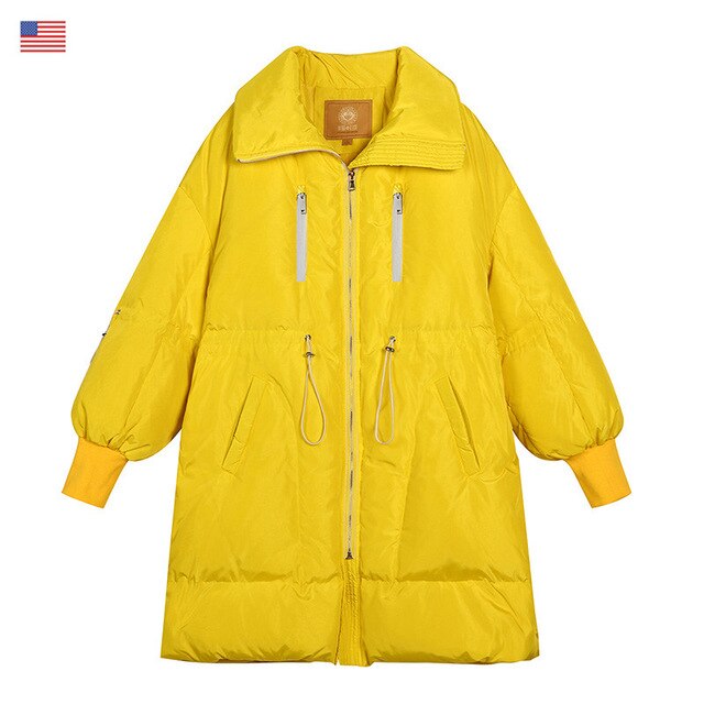 Local Delivery Solid Drawstring Pocket Zip Down Jacket Women Oversize Coat Autumn Casual Female Outwear | Vimost Shop.