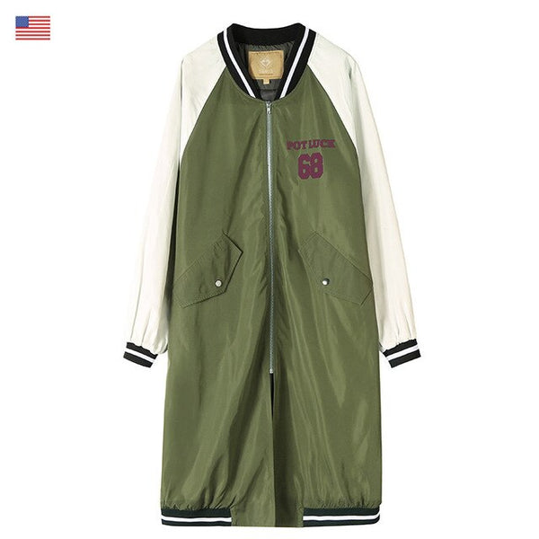 Number Prints Harajuku Women Baseball Long Jackets Autumn Korean Ladies Daily Outerwear | Vimost Shop.