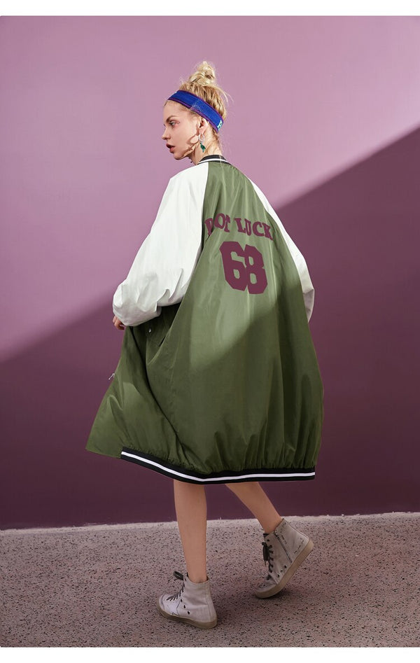 Number Prints Harajuku Women Baseball Long Jackets Autumn Korean Ladies Daily Outerwear | Vimost Shop.