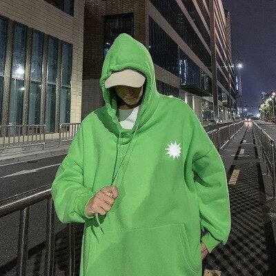 Moon Reflective print Hoodies Men's Sweatshirt Orange Autumn Winter Sweatshirts Men Streetwear Cool korean Loose Hoodies Male | Vimost Shop.