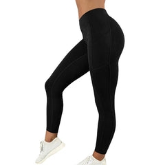 Women Leggings Running Fitness Yoga Pants With Pocket Solid Sports Gym Workout Athletic Elasticity Pants Tights Trousers | Vimost Shop.