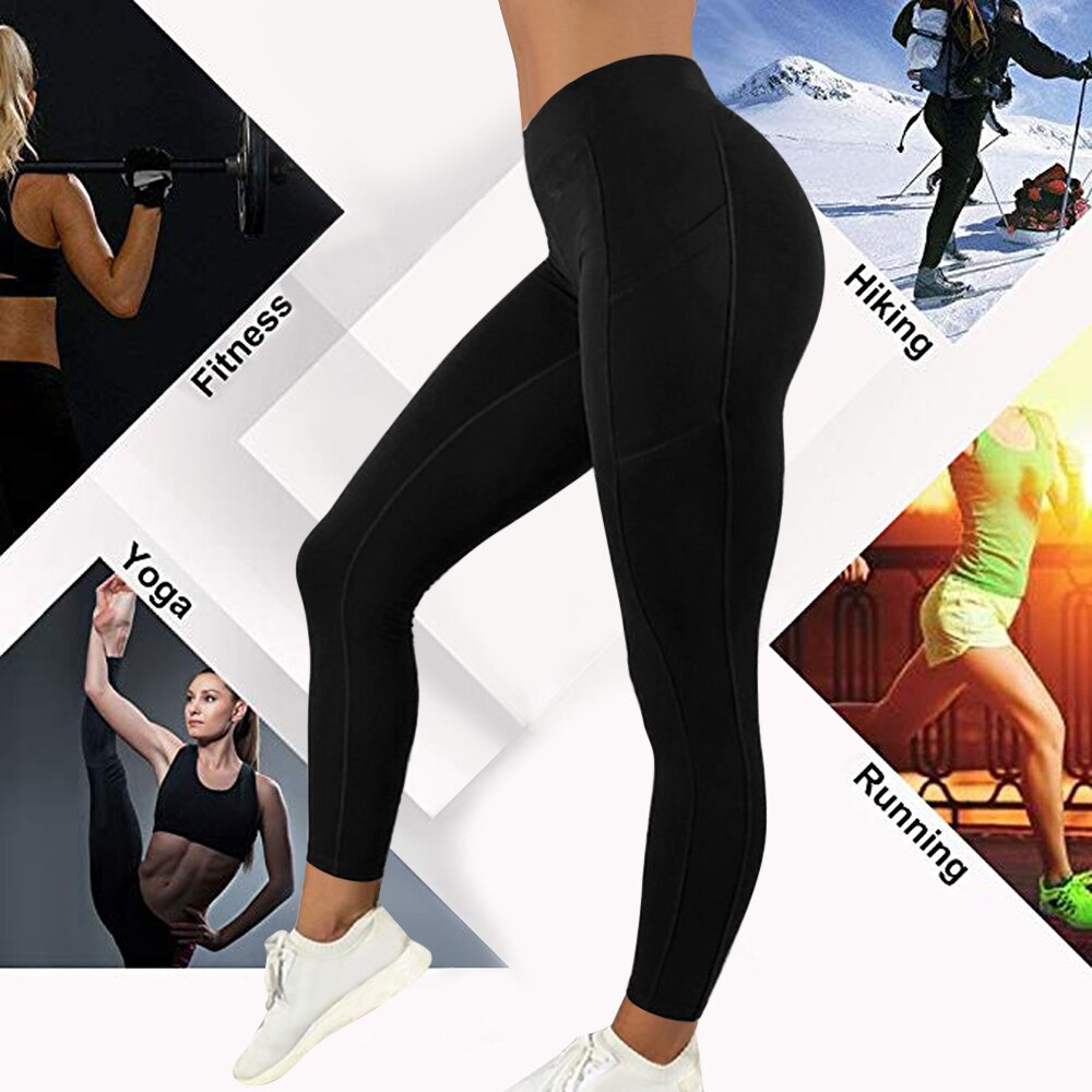 Women Leggings Running Fitness Yoga Pants With Pocket Solid Sports Gym Workout Athletic Elasticity Pants Tights Trousers | Vimost Shop.