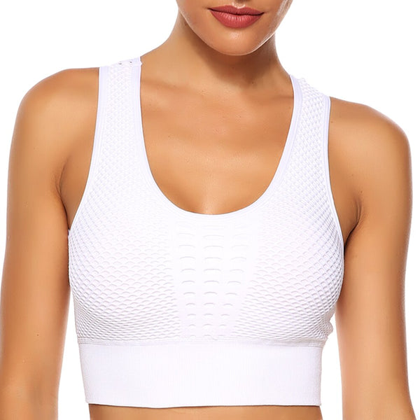 Hot Fitness Women's T-shirts  Sexy Mesh Sports Bra Vest Backless Solid Quick Dry Running Gym bra Tank Top | Vimost Shop.