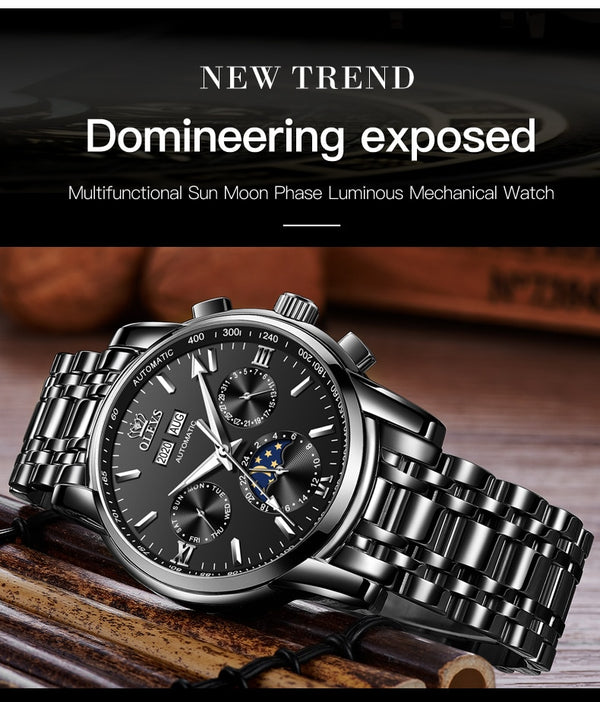 Luxury Men Watches Automatic Green Watch Men Stainless Steel Waterproof Business Sport Mechanical Wristwatch | Vimost Shop.