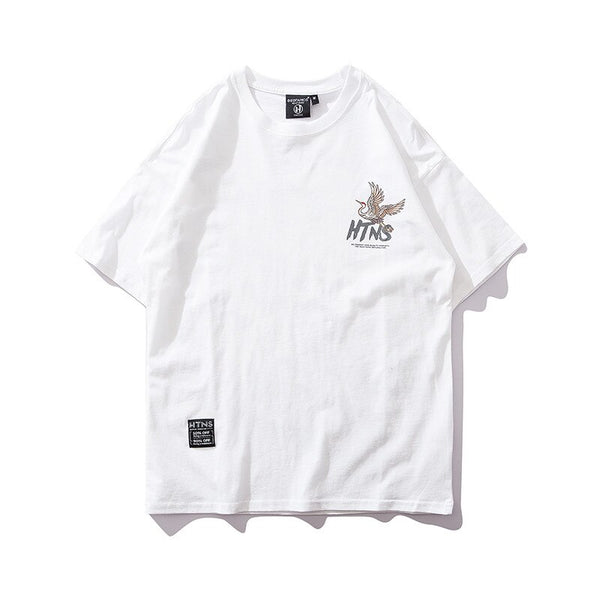 Japanese Style Crane Printed Cotton T Shirts 2019 Harajuku Mens Summer Oversize Graffiti Tops & Tees | Vimost Shop.