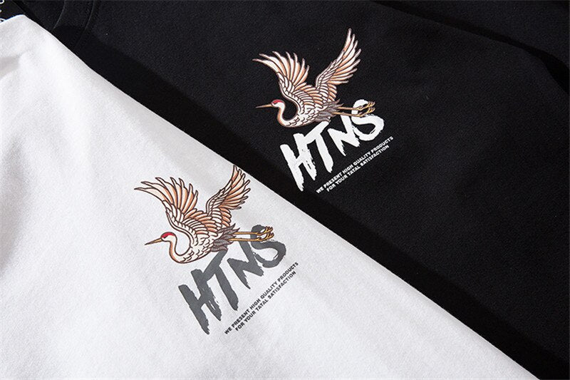 Japanese Style Crane Printed Cotton T Shirts 2019 Harajuku Mens Summer Oversize Graffiti Tops & Tees | Vimost Shop.