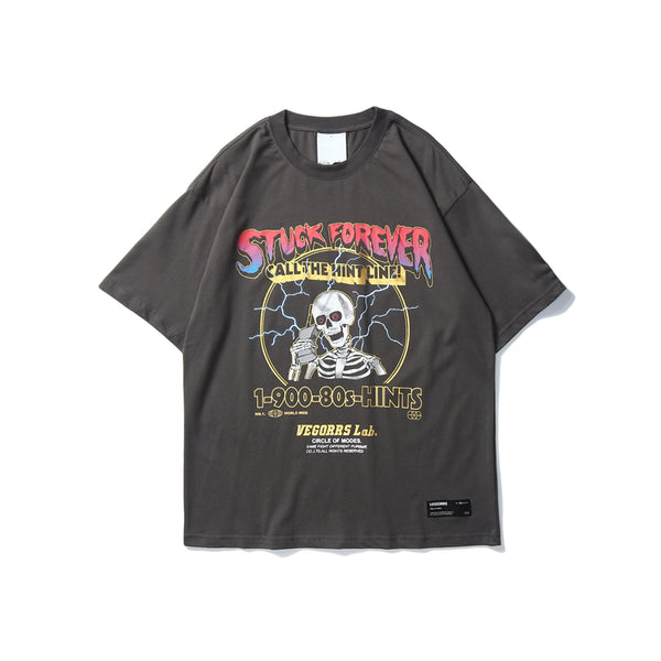 Hip Hop Lightning Skull Print T Shirt Men Streetwear Gray Short Sleeve Tshirt Summer Tops Tees Harajuku Cotton T-Shirt | Vimost Shop.