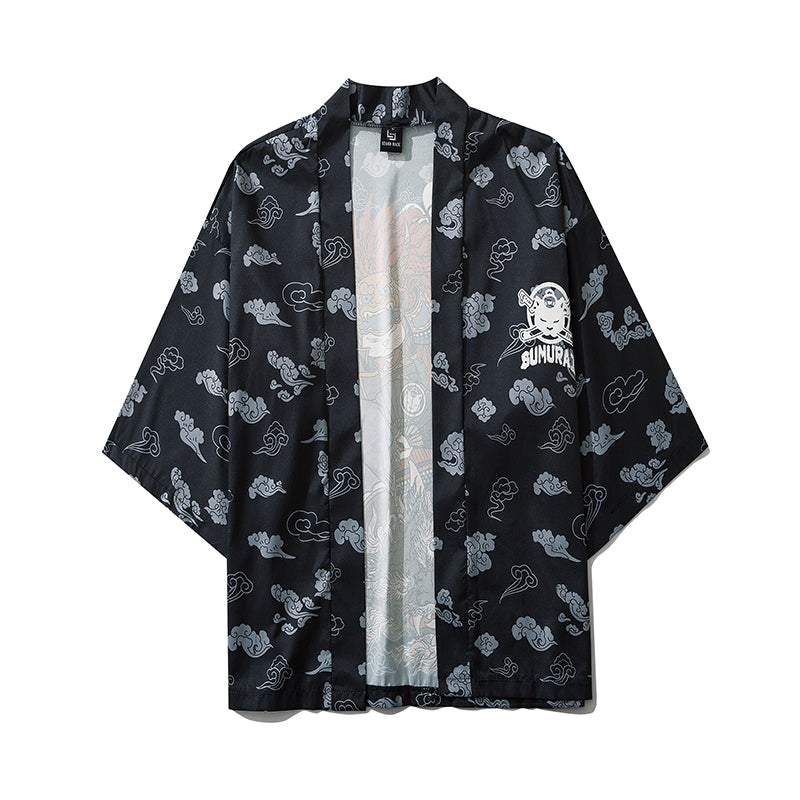 Japanese Style Cat Samurai Kimono Streetwear Men Women Cardigan Japan Harajuku Anime Robe Anime Clothes | Vimost Shop.