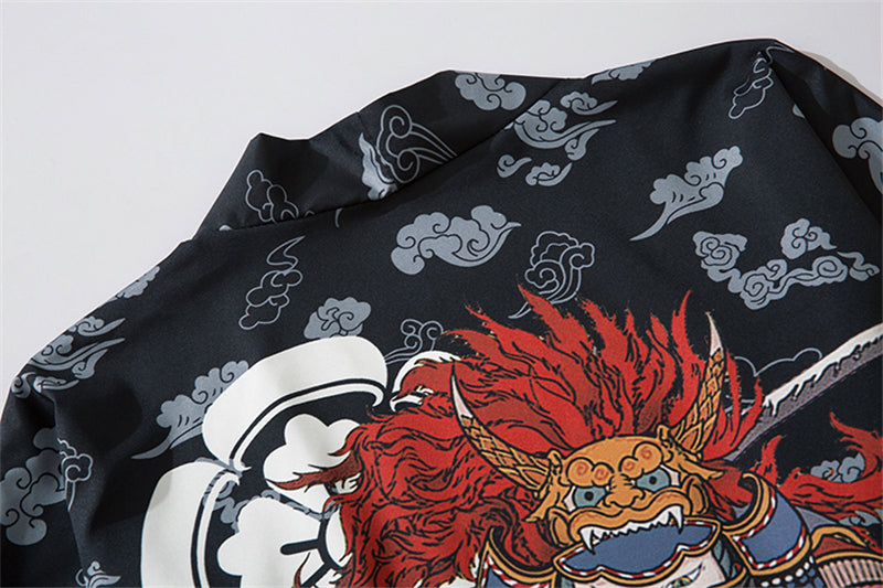 Japanese Style Cat Samurai Kimono Streetwear Men Women Cardigan Japan Harajuku Anime Robe Anime Clothes | Vimost Shop.