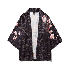 Japan Style Anime Dragon Printed Black Thin Kimono Men Japanese Streetwear Oversize Losse Jackets Casual Outerwear | Vimost Shop.