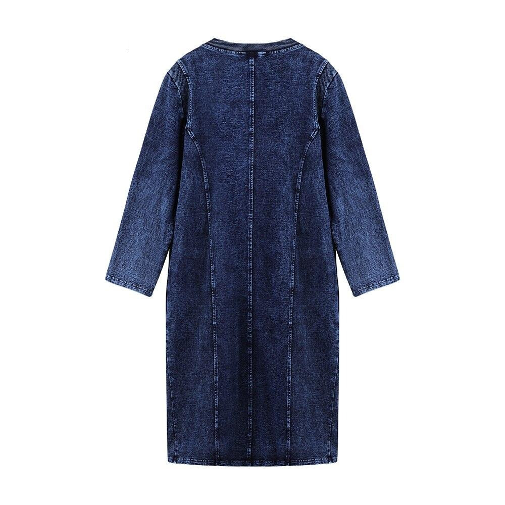 New Fashion Plus Size Denim Dress Slim Fit Dress Casual Dress High Flexibility Hole Design FFemale