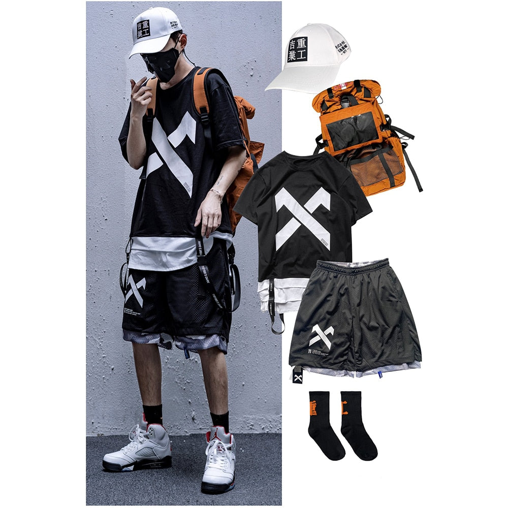 Letter Printed Reflective T Shirt Men Casual Cotton Tops Tees Harajuku Hip Hop Streetwear Short Sleeve Men | Vimost Shop.