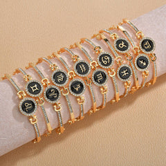 Zircon Constellation Bracelets for Women Leo Virgo Libra Zodiac Bangle Crystal Charm Chain Friendship Bracelet Female Jewelry