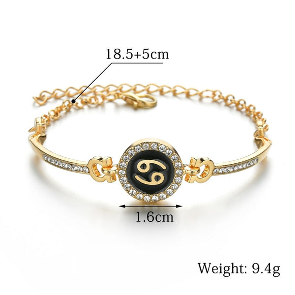 Zircon Constellation Bracelets for Women Leo Virgo Libra Zodiac Bangle Crystal Charm Chain Friendship Bracelet Female Jewelry | Vimost Shop.