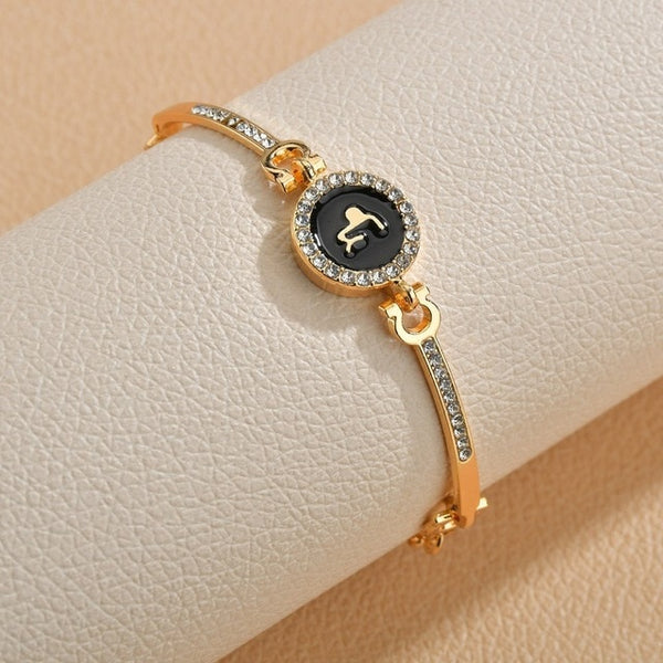 Zircon Constellation Bracelets for Women Leo Virgo Libra Zodiac Bangle Crystal Charm Chain Friendship Bracelet Female Jewelry | Vimost Shop.