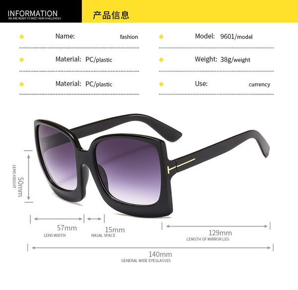 Oversize Square Sunglasse Women  Vintage Black T Frame Sun Galsses Men Luxury Brand Black Shades UV400 New Fashion | Vimost Shop.