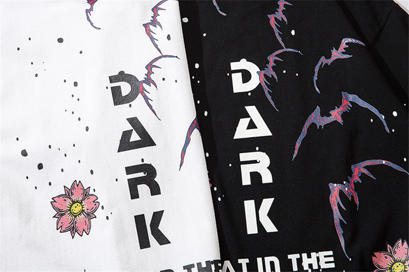 Men Streetwear Japanese Sakura Waves Tshirt Short Sleeve Cotton Harajuku T-Shirt Oversize Japan Tees | Vimost Shop.