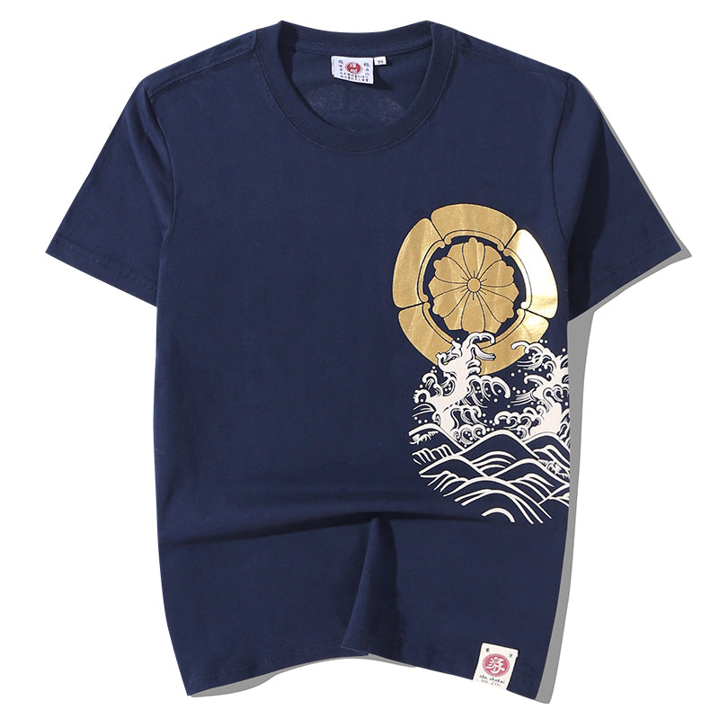 Harajuku Japanese Style Tshirt Hip Hop Street T Shirt Carp Waves Print T-shirt Summer Men Cotton Short Sleeved Tees | Vimost Shop.