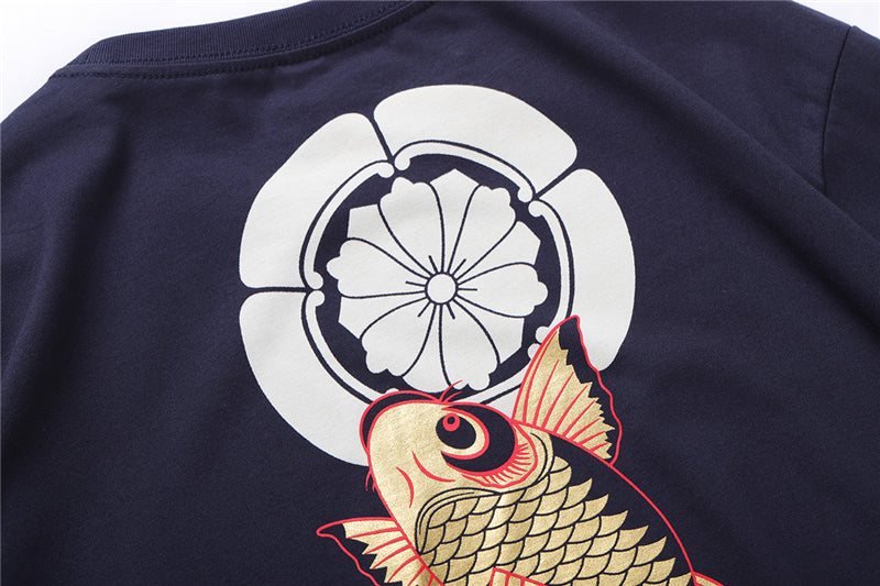 Harajuku Japanese Style Tshirt Hip Hop Street T Shirt Carp Waves Print T-shirt Summer Men Cotton Short Sleeved Tees | Vimost Shop.