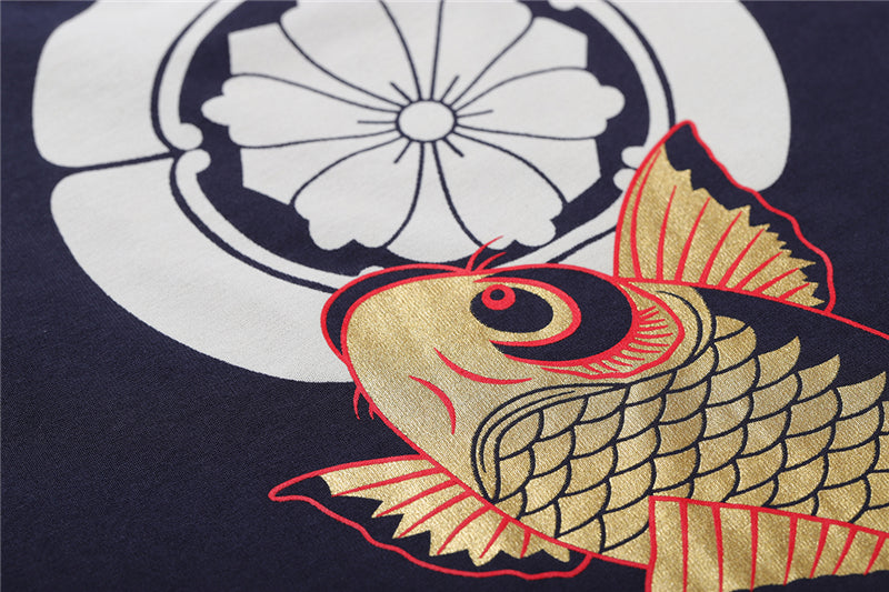 Harajuku Japanese Style Tshirt Hip Hop Street T Shirt Carp Waves Print T-shirt Summer Men Cotton Short Sleeved Tees | Vimost Shop.