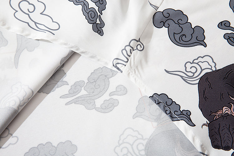 Japanese Style Cat Samuri Shirt  Men Hip Hop Streetwear Harajuku Shirt Summer Short Sleeve Korean Shirt Tops | Vimost Shop.