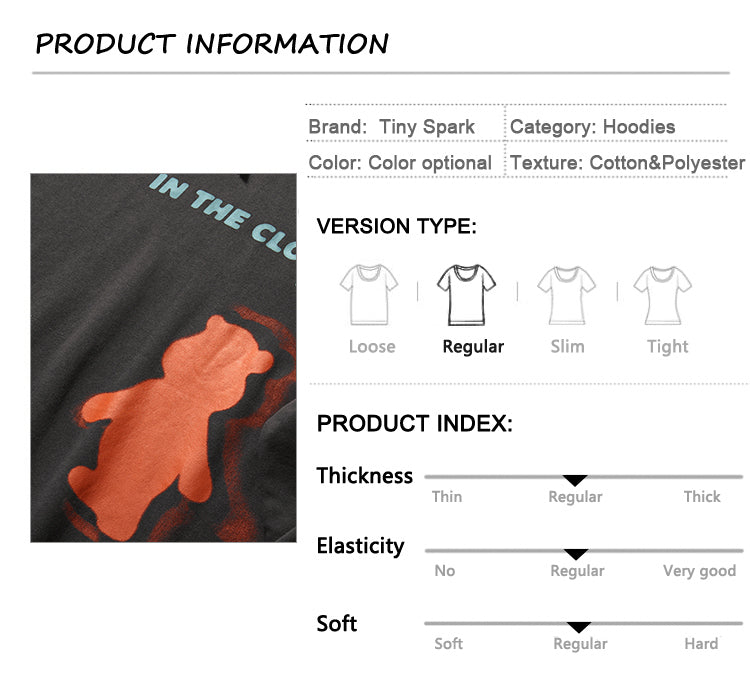 Hip Hop Hoodie Sweatshirt Cloud Bear Print Harajuku Men Streetwear Hoodie Pullover Cotton Hooded Sweatshirt Fleece Winter | Vimost Shop.