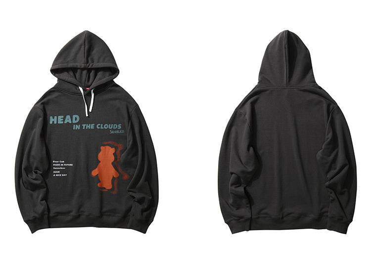 Hip Hop Hoodie Sweatshirt Cloud Bear Print Harajuku Men Streetwear Hoodie Pullover Cotton Hooded Sweatshirt Fleece Winter | Vimost Shop.