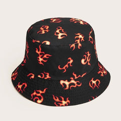 Fire Pattern Bucket Hat Girls Foldable print Cap Hip Hop Gorros Men Summer Caps Women Panama Fishing Bucket Hat | Vimost Shop.