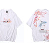 Mens Hip Hop T Shirts Pink Floral Crane Streetwear Tshirt Harajuku Summer Short Sleeve | Vimost Shop.