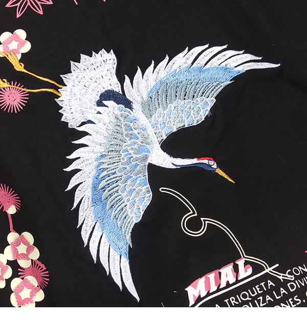 Mens Hip Hop T Shirts Pink Floral Crane Streetwear Tshirt Harajuku Summer Short Sleeve | Vimost Shop.