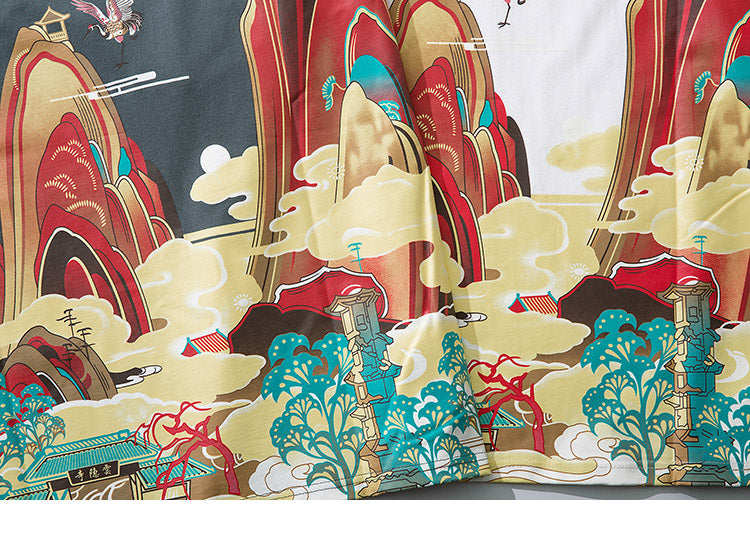 Streetwear T Shirt Men Hip Hop Chinese Colorful Fairyland Tshirt Short Sleeve Cotton | Vimost Shop.