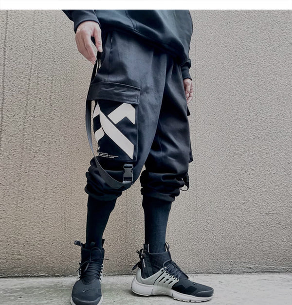 Multi Pockets Printed Cargo Pants Men Harajuku Hip Hop Casual Ribbons Trousers Streetwear Joggers Sweatpants | Vimost Shop.