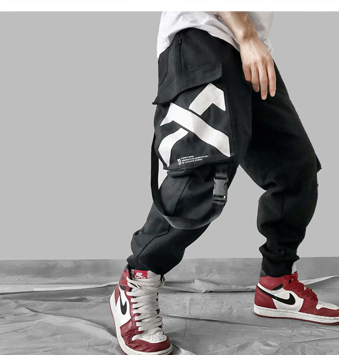 Multi Pockets Printed Cargo Pants Men Harajuku Hip Hop Casual Ribbons Trousers Streetwear Joggers Sweatpants | Vimost Shop.