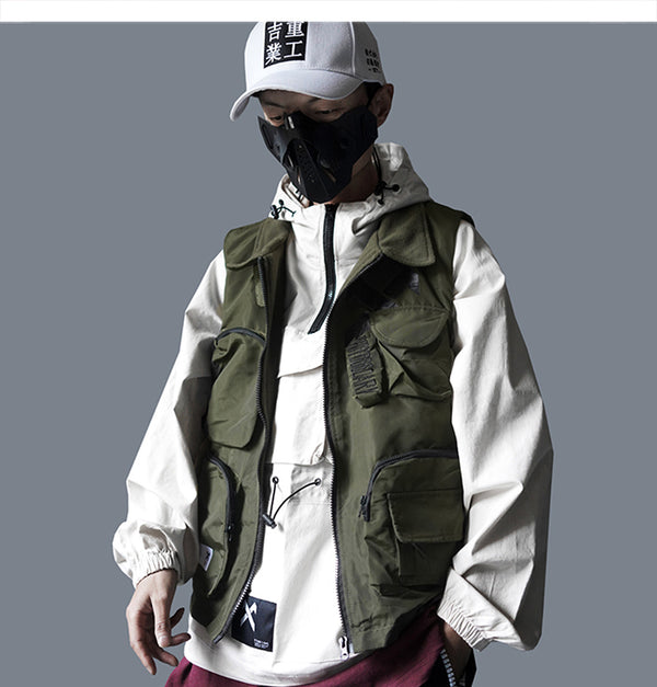 Vintage Letter Embroidered Mens Cargo Vests Streetwear 2019 Hip Hop Sleeveless Tops Harajuku Multi Pockets Coats | Vimost Shop.