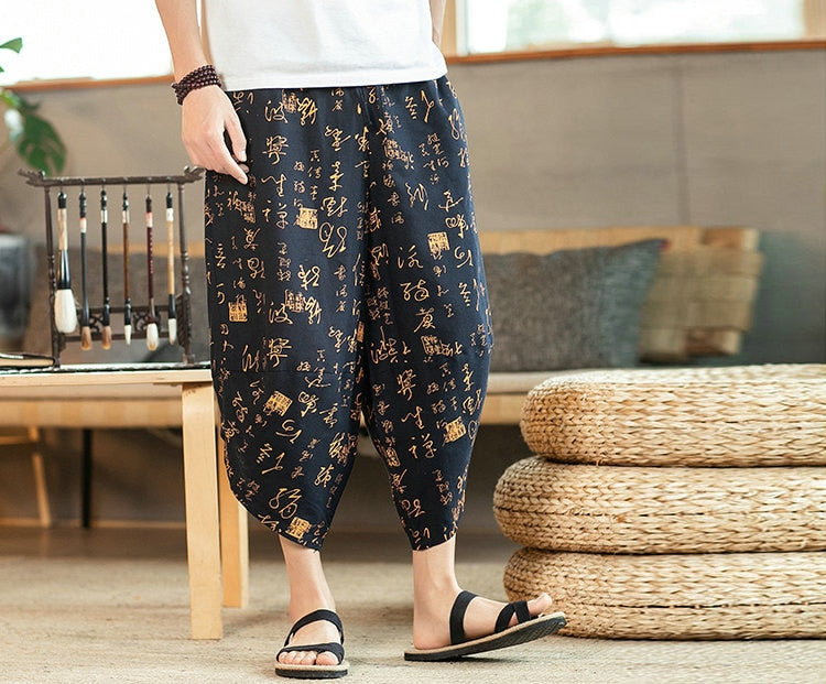 Streetwear Harem Pants Men Sweatpants Male Loose Calf-Length Chinese Style Printed Joggers Casual Pants Men Women | Vimost Shop.