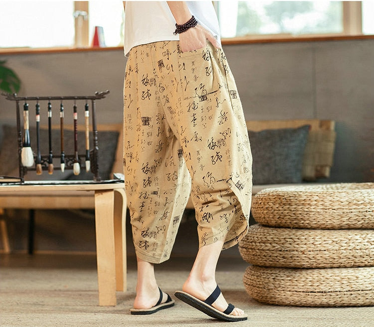 Streetwear Harem Pants Men Sweatpants Male Loose Calf-Length Chinese Style Printed Joggers Casual Pants Men Women | Vimost Shop.