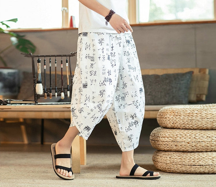 Streetwear Harem Pants Men Sweatpants Male Loose Calf-Length Chinese Style Printed Joggers Casual Pants Men Women | Vimost Shop.