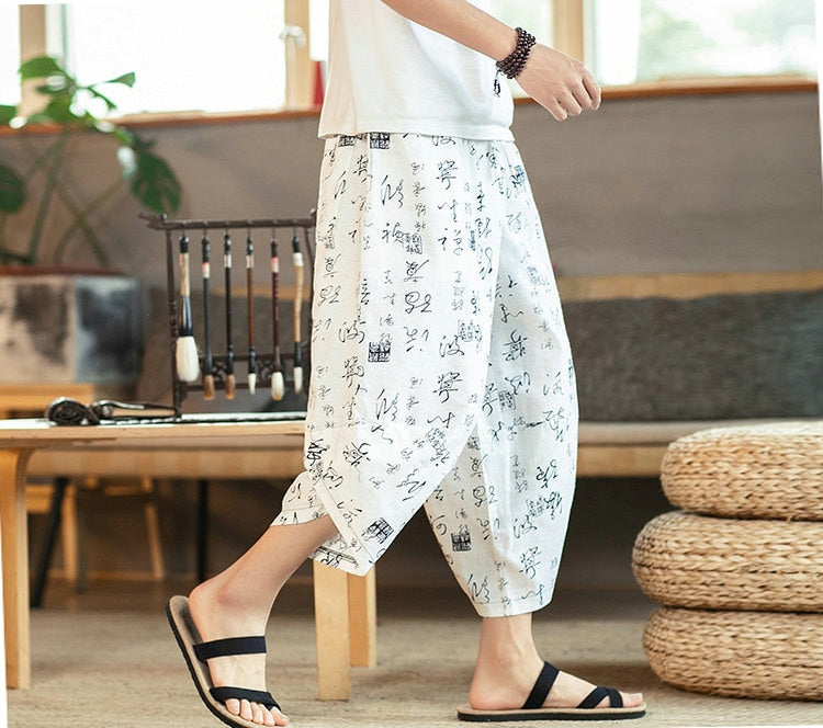Streetwear Harem Pants Men Sweatpants Male Loose Calf-Length Chinese Style Printed Joggers Casual Pants Men Women | Vimost Shop.