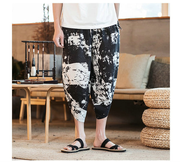 Streetwear Mens New Beach Pants Male Summer Casual Calf-Length Pants Man Chinese Style Baggy Loose Trousers Drawstring | Vimost Shop.