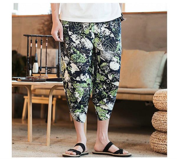 Streetwear Mens New Beach Pants Male Summer Casual Calf-Length Pants Man Chinese Style Baggy Loose Trousers Drawstring | Vimost Shop.