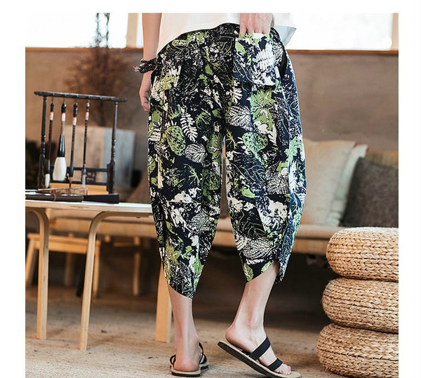 Streetwear Mens New Beach Pants Male Summer Casual Calf-Length Pants Man Chinese Style Baggy Loose Trousers Drawstring | Vimost Shop.