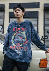 Hip Hop T Shirt Men Streetwear Print Wild Horse Long Sleeve Tees Harajuku Cotton Loose Tshirts Tie Dye Mens Fashion Tops | Vimost Shop.