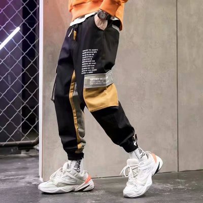 Men Hip Hop Black Cargo Pants joggers Sweatpants Multi-pocket Ribbons men's sports pants streetwear casual men's casual pants | Vimost Shop.