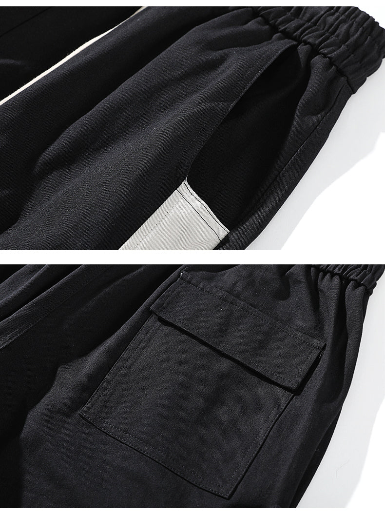 Men Hip Hop Black Cargo Pants joggers Sweatpants Multi-pocket Ribbons men's sports pants streetwear casual men's casual pants | Vimost Shop.